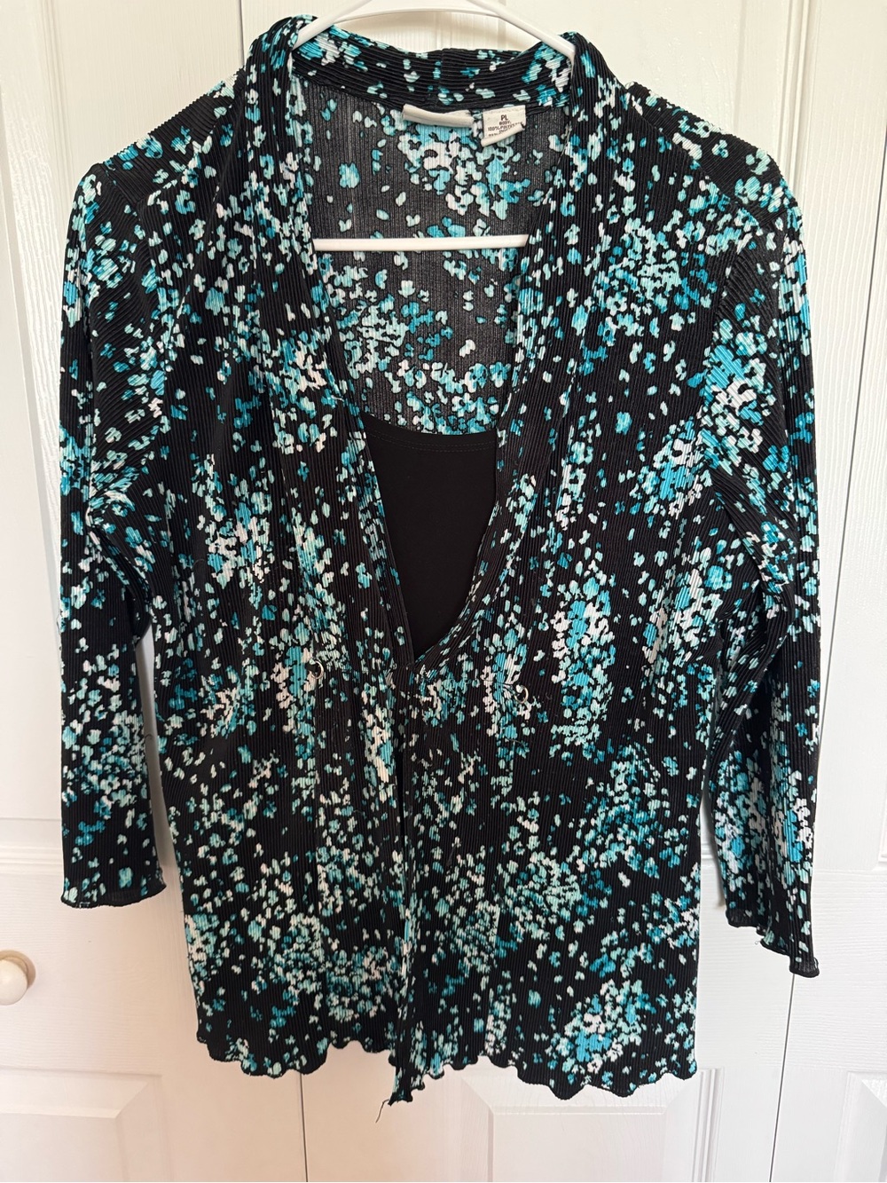 Kim Rogers Black Tunic with Teal and White Floral